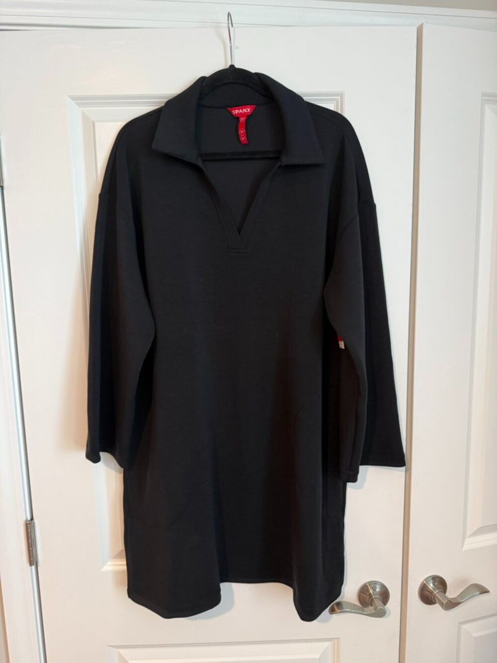 SPANX AirEssentials Polo Long Sleeve Dress NWT Very Black size 2X